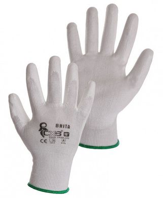 Перчатки Brita для точных работ, покрытые полиуретаном белые, 9