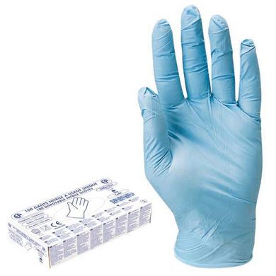 Перчатки одноразовые нитриловые с присыпкой, голубые COVERGUARD EURO-ONE (уп. - 100шт), S