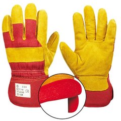Рукавички робочі утеплені комбіновані (спилок+бавовна) червоно-жовті COVERGUARD 330, 10