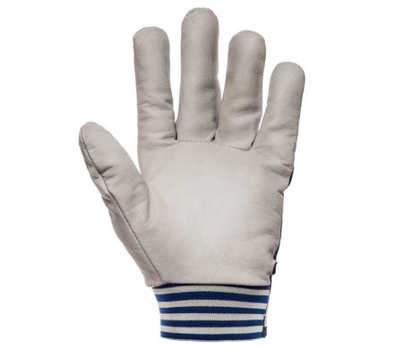 Перчатки рабочие кожаные POLSTAR CABRA BLUE бело-синие, 8