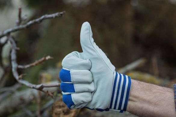 Перчатки рабочие кожаные POLSTAR CABRA BLUE бело-синие, 9