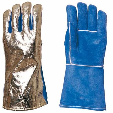 Термостойкие перчатки с крагой спилковые покрытые алюминиевой фольгой COVERGUARD 2634, 10