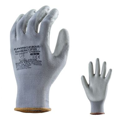 Перчатки вязаные с полиуретановым покрытием серые 1PUBG, 6